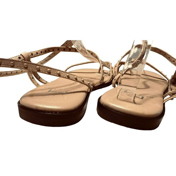 Marc Fisher NALICA Nude Leather Studded Strappy Wrap Sandal SZ 6M Square Toe NEW - Picture 7 of 10